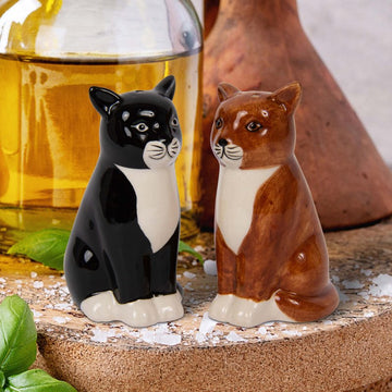 Cat Shaped Ceramic Salt & Pepper Shaker Set