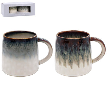 Set of 2 Speckled Reactive Glaze Flat Bottom Mug