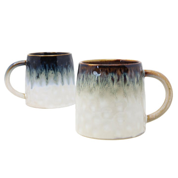 Set of 2 Speckled Reactive Glaze Flat Bottom Mug