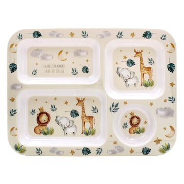 3Pcs Little Moments Kids Serving Plate Water Bottle Cutlery Set