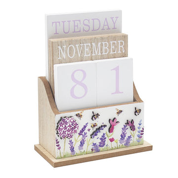 Lavender & Bees Wooden Desk Calendar