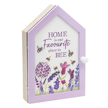 Lavender & Bees 6 Hooks Wooden Key Cabinet