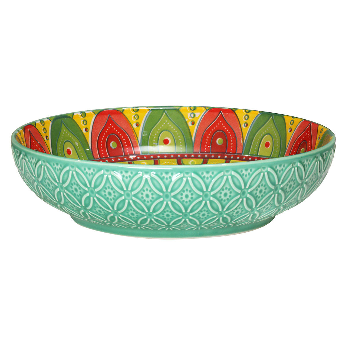 22cm Green Ceramic Tuscany Bohemian Design Bowl