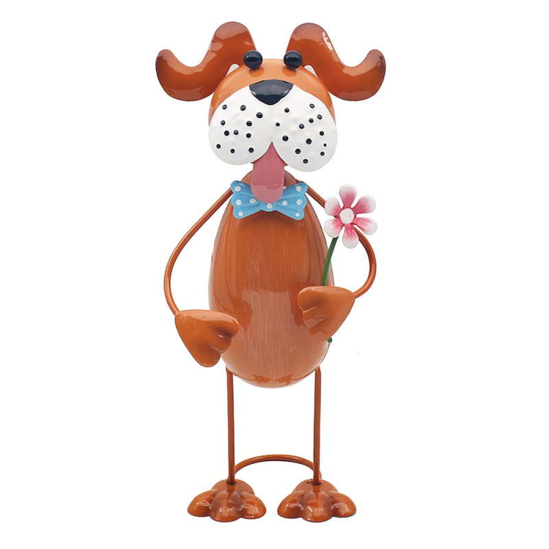 27cm Bright Eyes Brown Dog Garden Ornament