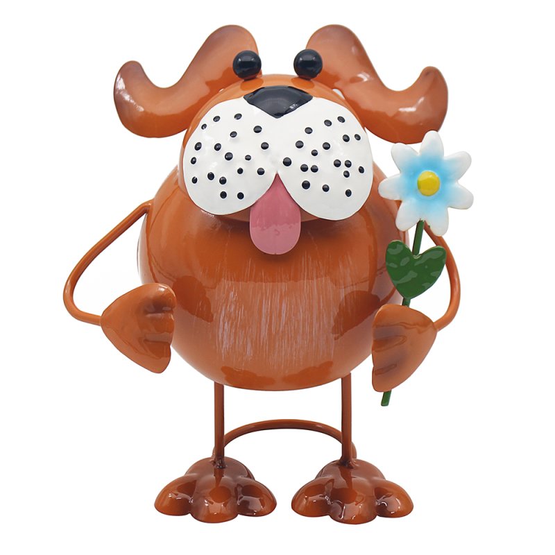 18cm Bright Eyes Brown Dog Garden Ornament