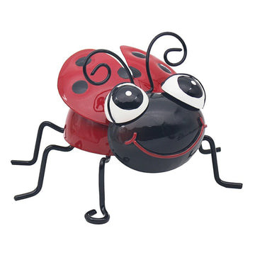 Bright Eyes 2Pcs Red Ladybird Metal Garden Ornaments Set