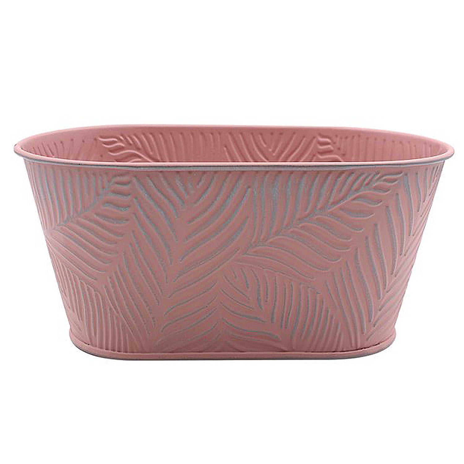 1.5L 23cm Pastel Pink Leaf Pattern Trough Planter