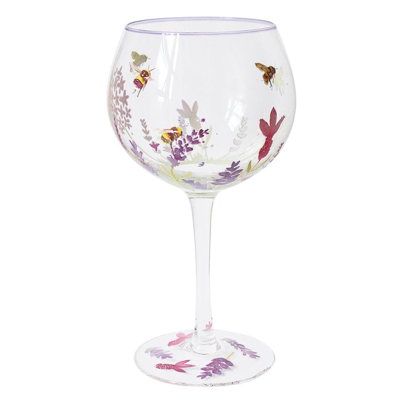 Cocktail Gin Glass Jennifer Rose Hand Painted Lavender & Bees