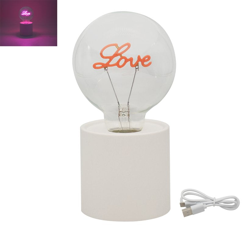 Love Neon LED Light Bulb Shape With White Base