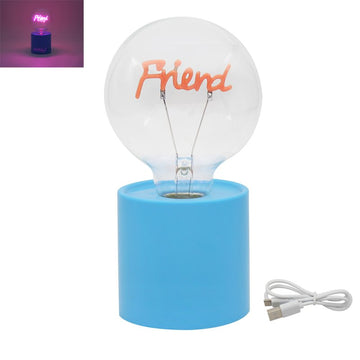 Friend Neon LED Light Bulb Shape With Blue Base