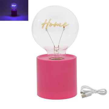 Home Neon LED Light Bulb Shape With Pink Base