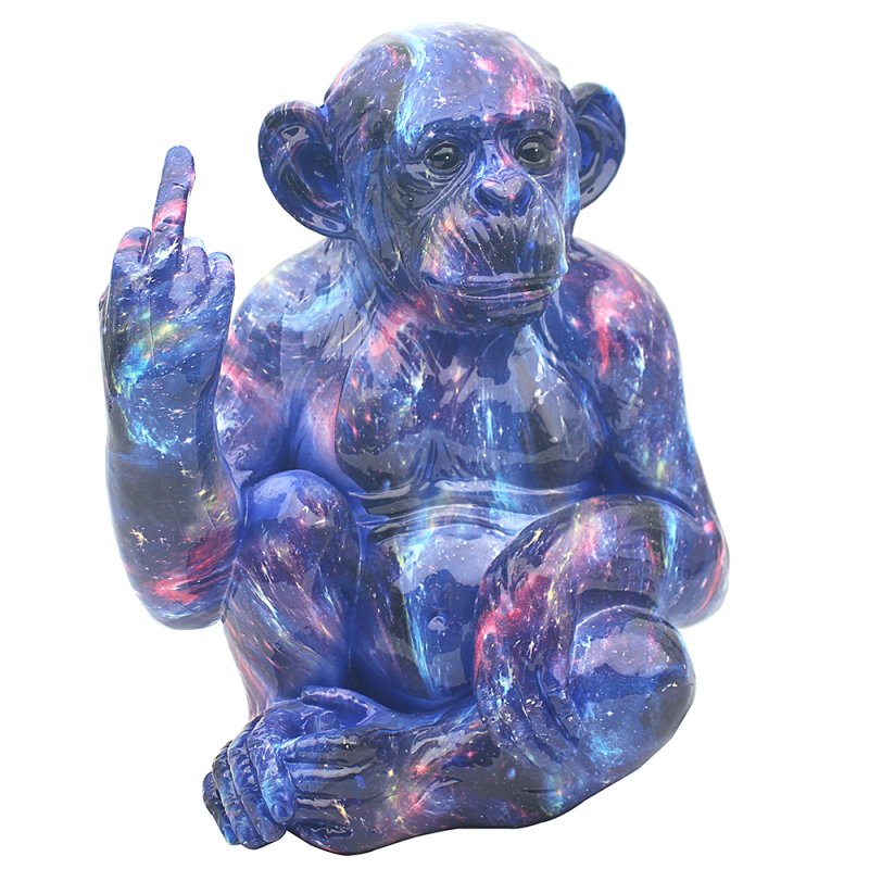 White Gold Resin Drip Art Style Galaxy Monkey Ornament