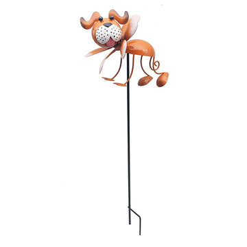 4Pcs Bright Eyes Brown Dog Garden Ornaments