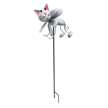 6Pcs Bright Eyes Grey Cat Garden Ornaments