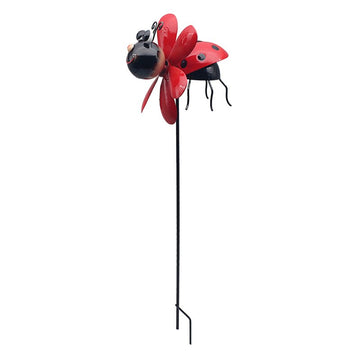 Bright Eyes Metal Ladybird Stake & Wind Chime Set