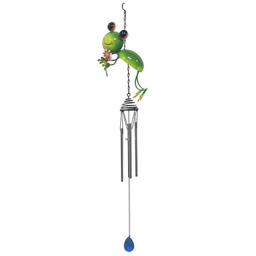 2Pcs Bright Eyes Green Frog Garden Wind Chimes