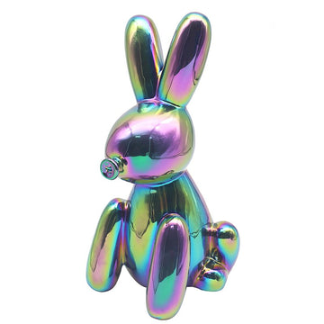 Large Rabbit Iridescent Finish Resin Figurine