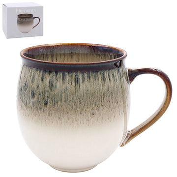 4Pcs Natural Beige Ceramic Reactive Glaze Dark Rim Mugs