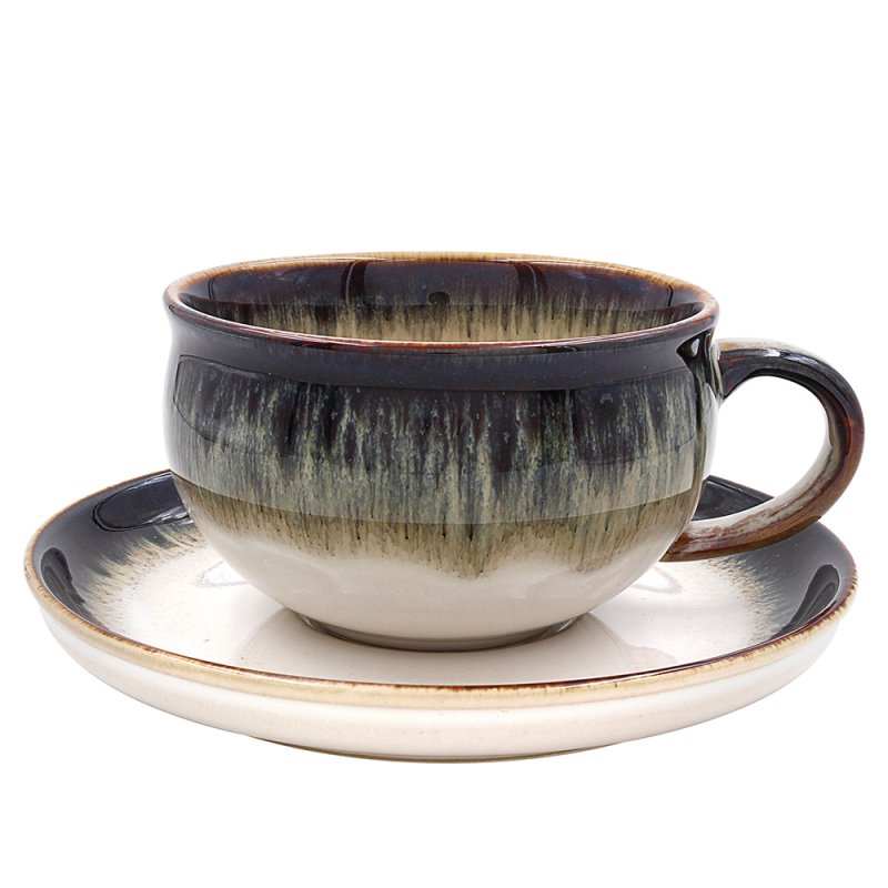 230ml Reactive Glaze Abstract Gradient Design Ceramic Cup & Saucer Set