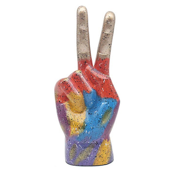 Peace Sign Hand Rainbow Glitter Home Ornament