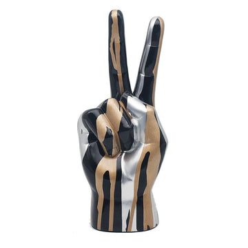 Peace Sign Hand Gold Black Silver Home Ornament