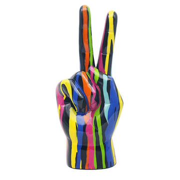 Peace Hand Sign Black Paint Splash Art Ornament