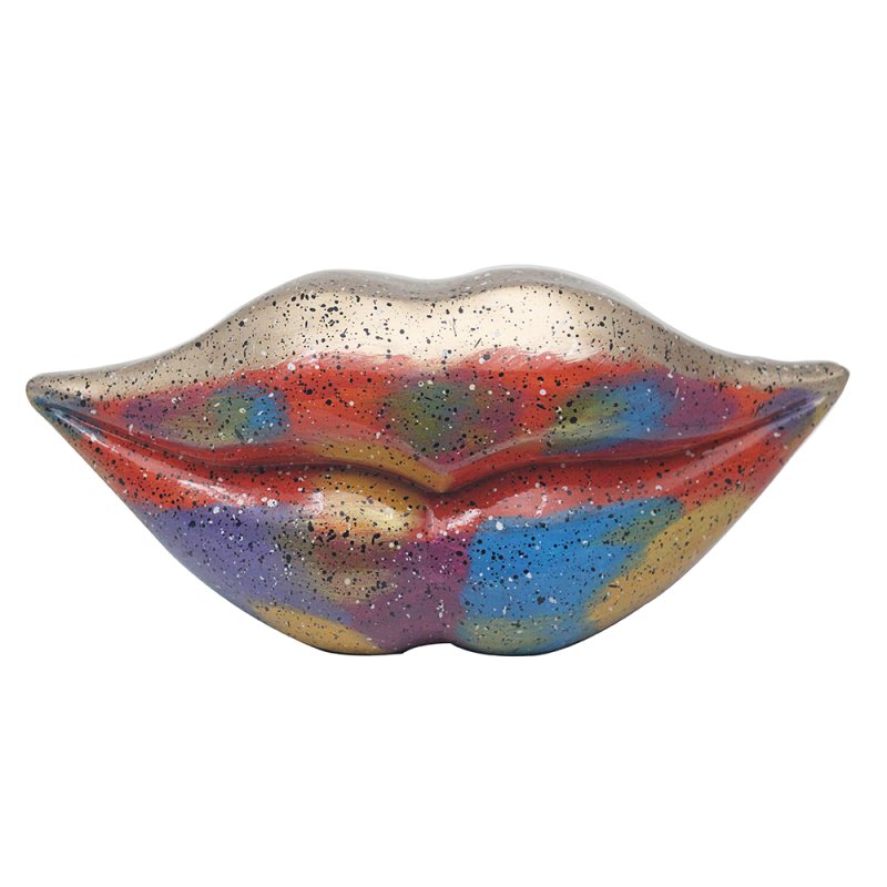 Lips Rainbow Gold Glitter Figurine - Large