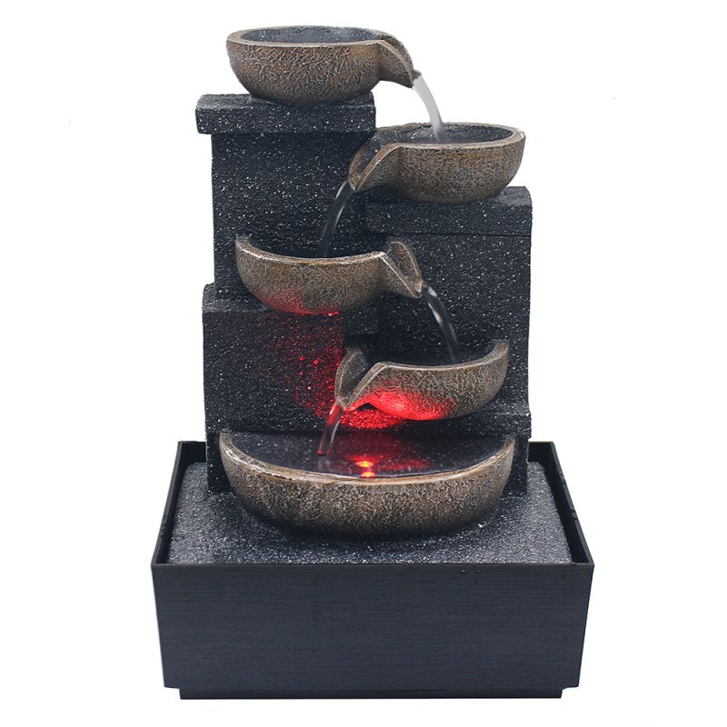 Resin Rustic Style Indoor LED Cascade Water Feature