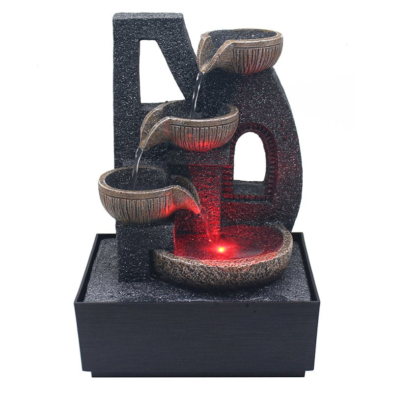 Resin Rustic Style Indoor LED Peace Water Feature