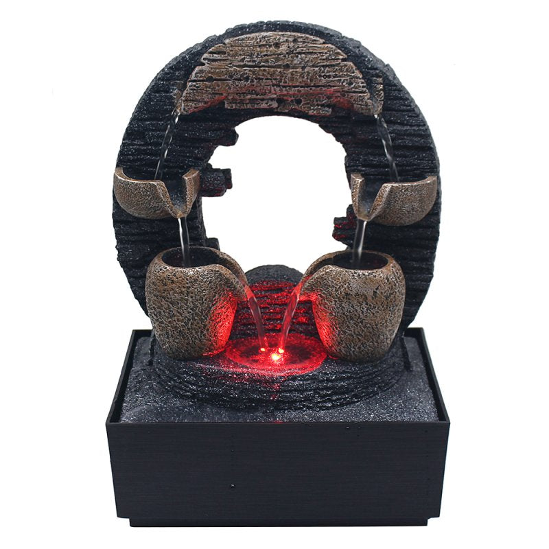 Resin Rustic Style Indoor LED Tranquility Water Feature