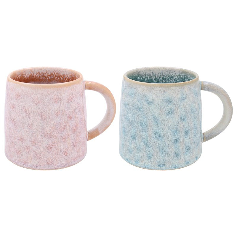 2pcs 380ml Pink & Blue Reactive Glazed Ceramic Mugs