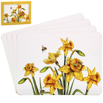 4pcs Yellow Daffodil Bee-tanical Floral Series Cork Placemats