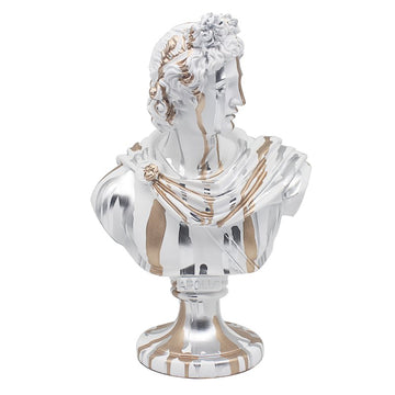 White Gold Resin Drip Art Style Deity Apollo Ornament