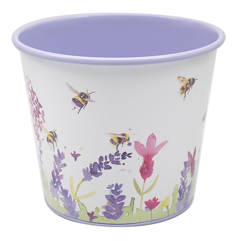 Metal Round 1.1L Lavender & Bees Planter