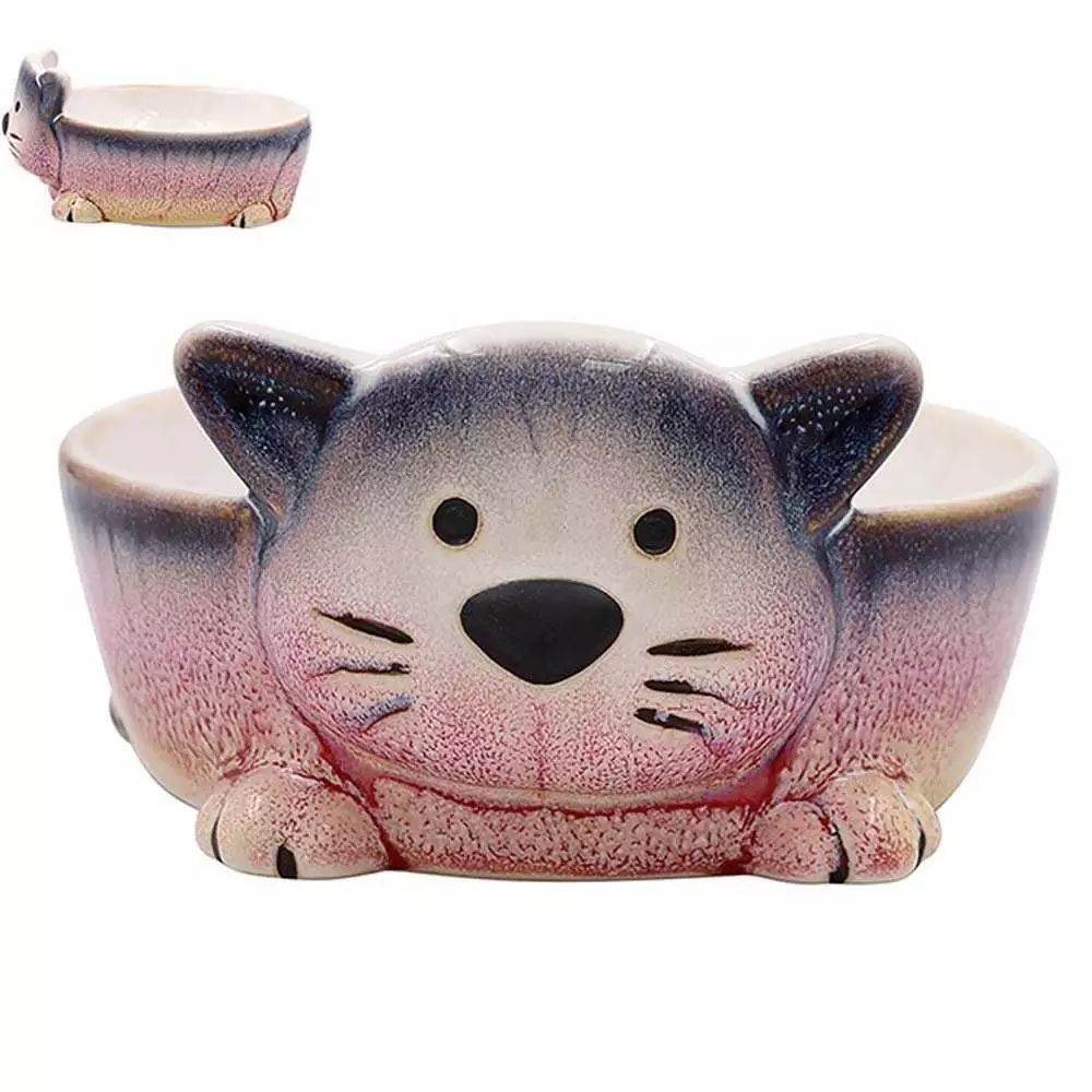 Faithful Friends Cat Food Ceramic Pet Feeder Bowl