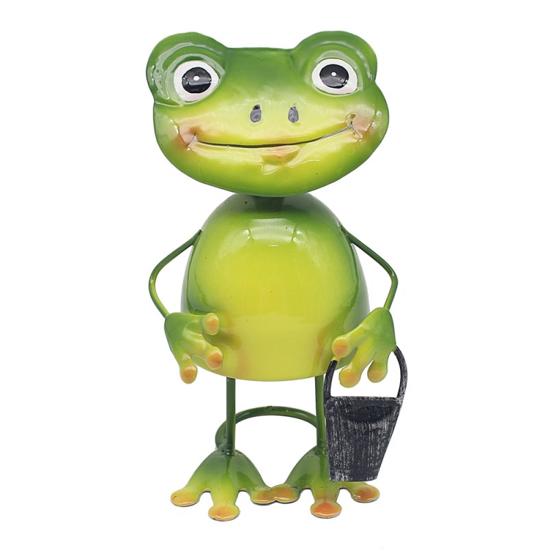 Bright Eyes Frog Gardener Metal Garden Ornament