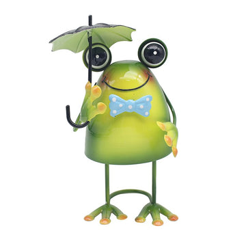 Bright Eyes Frog Umbrella Metal Garden Ornament