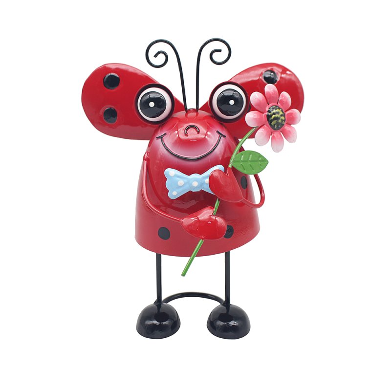 Bright Eyes Ladybird Flower Metal Garden Ornament