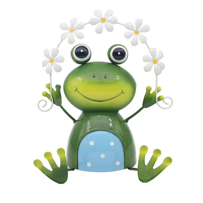 Bright Eyes Frog Flower Metal Garden Ornament