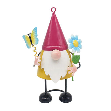 Bright Eyes Red Hat Gnome Metal Garden Ornament