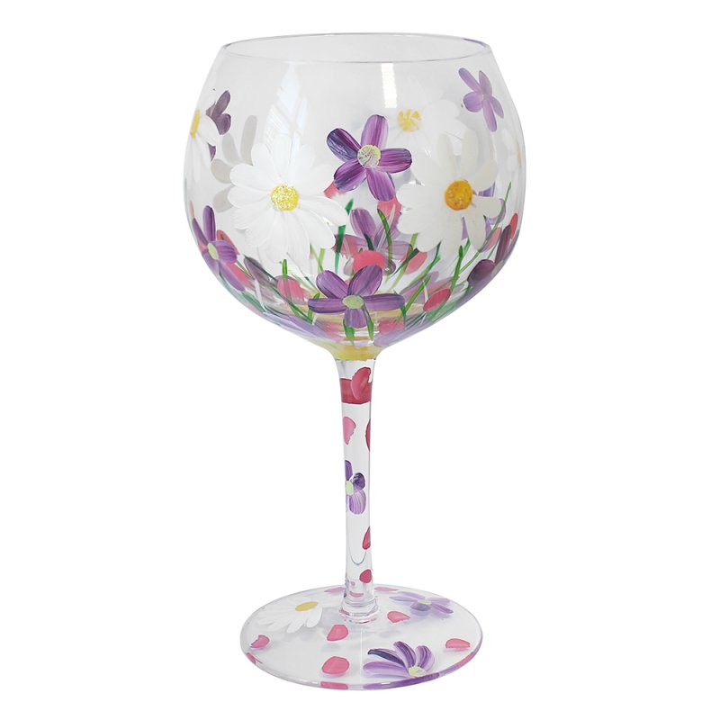 Lynsey Johnstone 600ml Hand Painted Cocktail Gin Glass Daisies Flowers