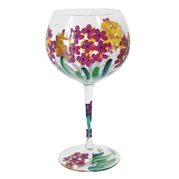 600ml Cocktail Gin Glass Lynsey Johnstone Hand Painted Pink Hydrangeas