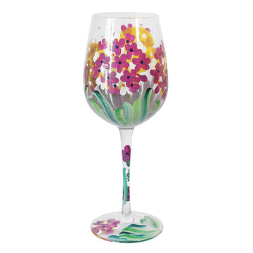 600ml Pink Hydrangeas Wine Glass
