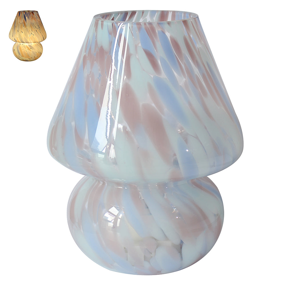 LED  Blue Marble Style Finish Glass Lamp