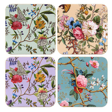 Set of 4 Floral William Kilburn Cork Coasters - Assorted Colours