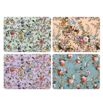Set of 4 William Kilburn Floral Cork Placemats - Assorted Colours