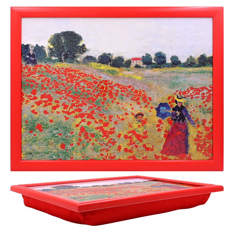 Cushioned Red Laptray Poppy Field Claude Monet Serving Tray