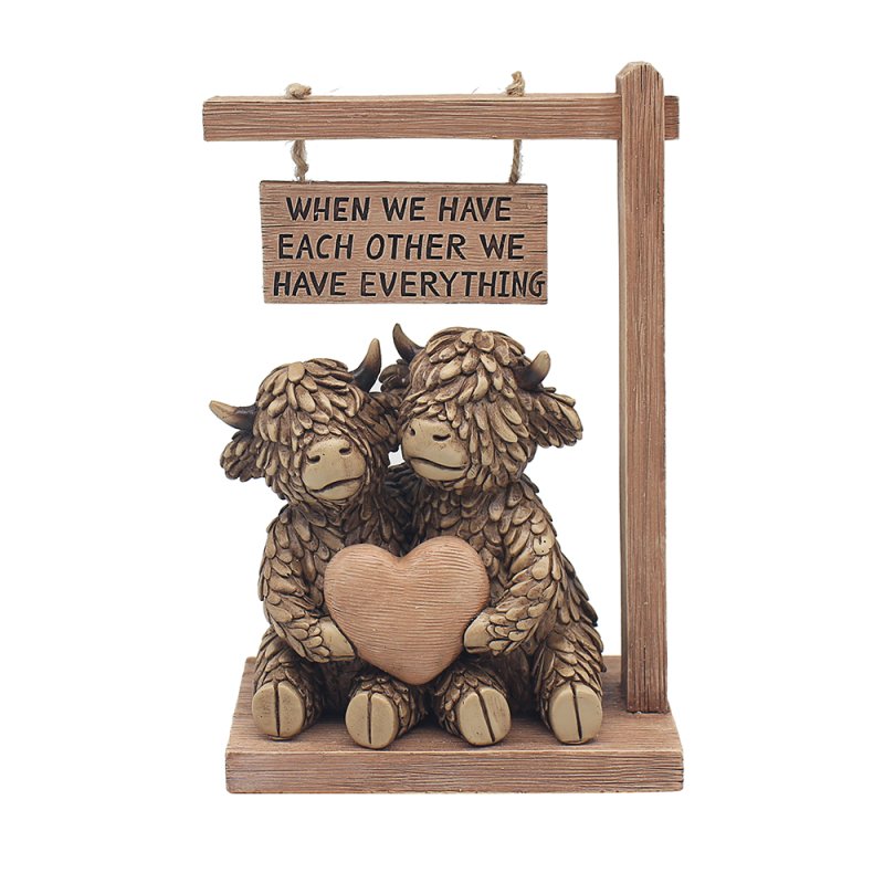 Hughie Highland Cows Couple Paper Weight Ornament