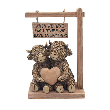 Hughie Highland Cows Couple Paper Weight Ornament