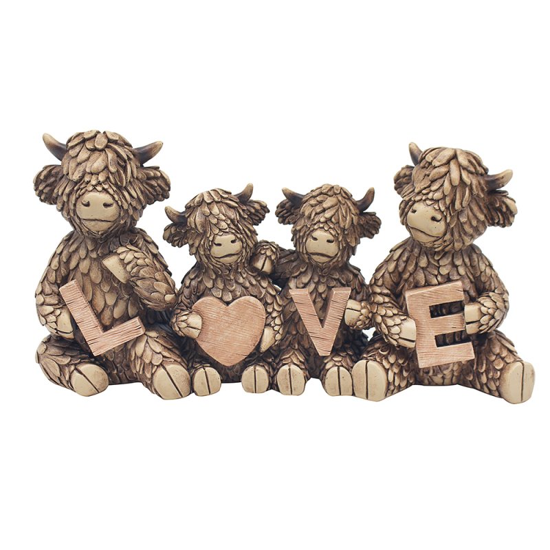 Hughie Highland Cows Family Love Paper Weight Ornament